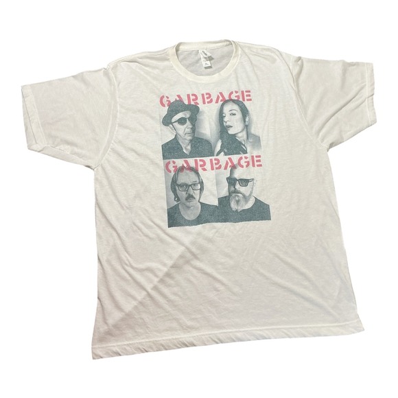 Tultex Other - Garbage Band T-Shirt Mens XL White Graphic Tee Alternative Rock Shirley Manson